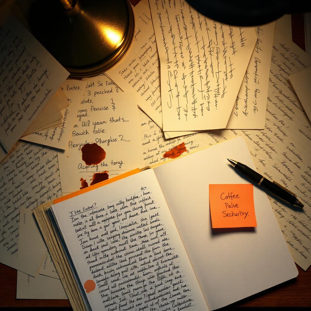 Fichas de papel espalhadas com anotações manuscritas ilegíveis